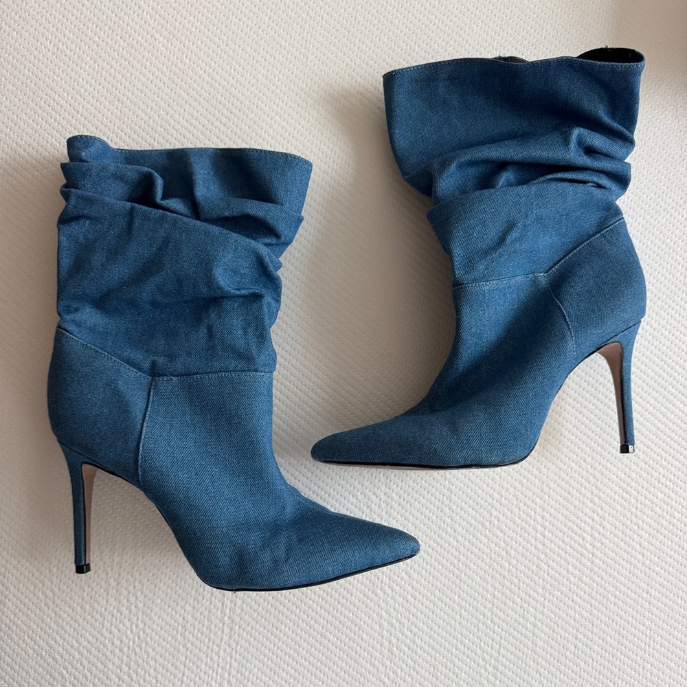 SCHUTZ Ashlee Scrunch Denim Boot